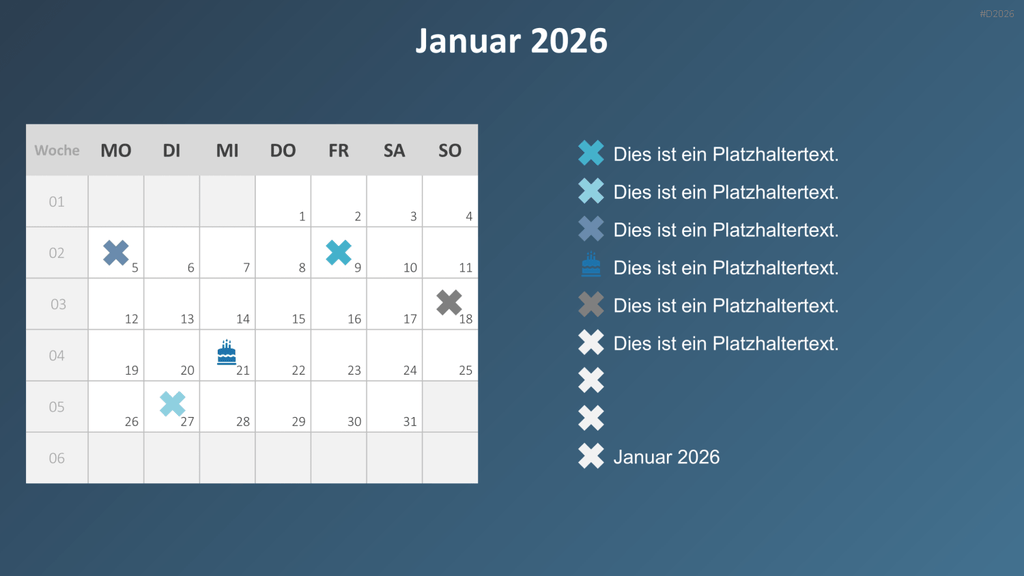 Kalender 2026 PowerPoint-Vorlage