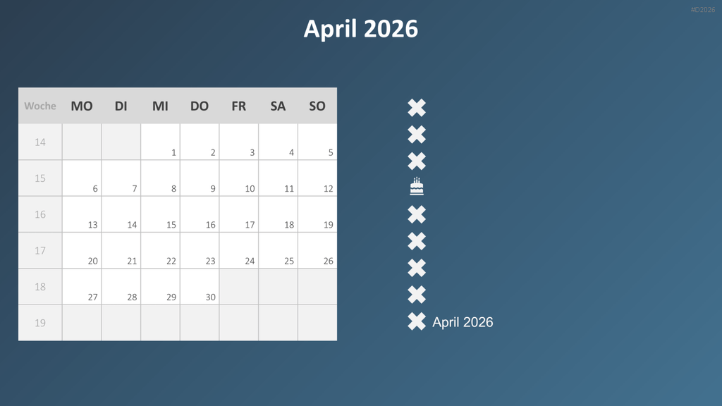 Kalender 2026 PowerPoint-Vorlage