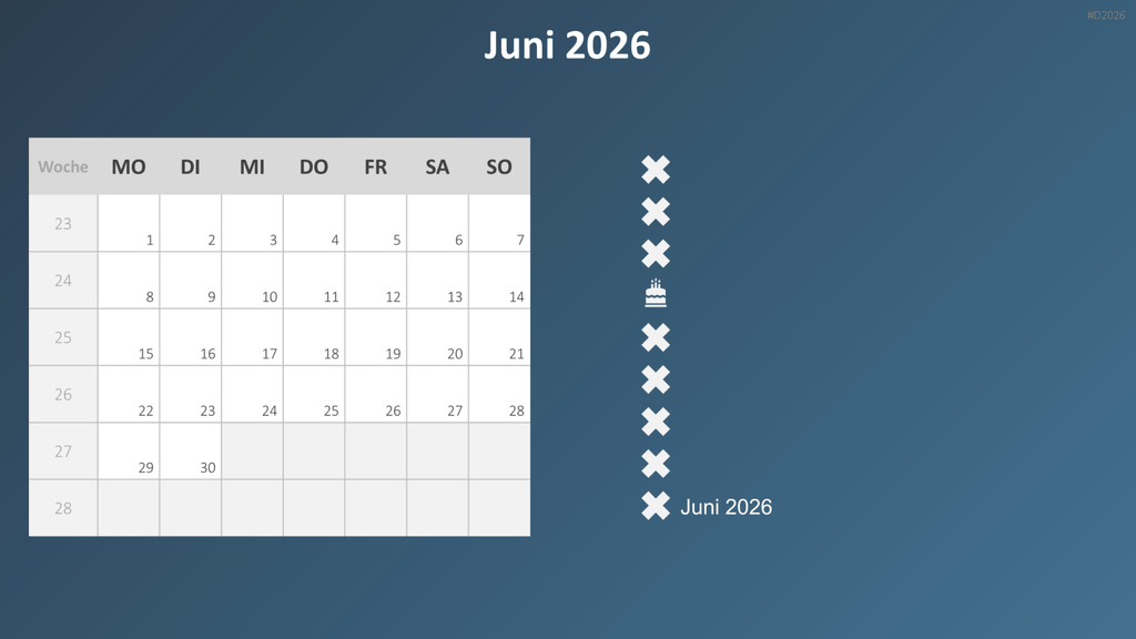 Kalender 2026 PowerPoint-Vorlage