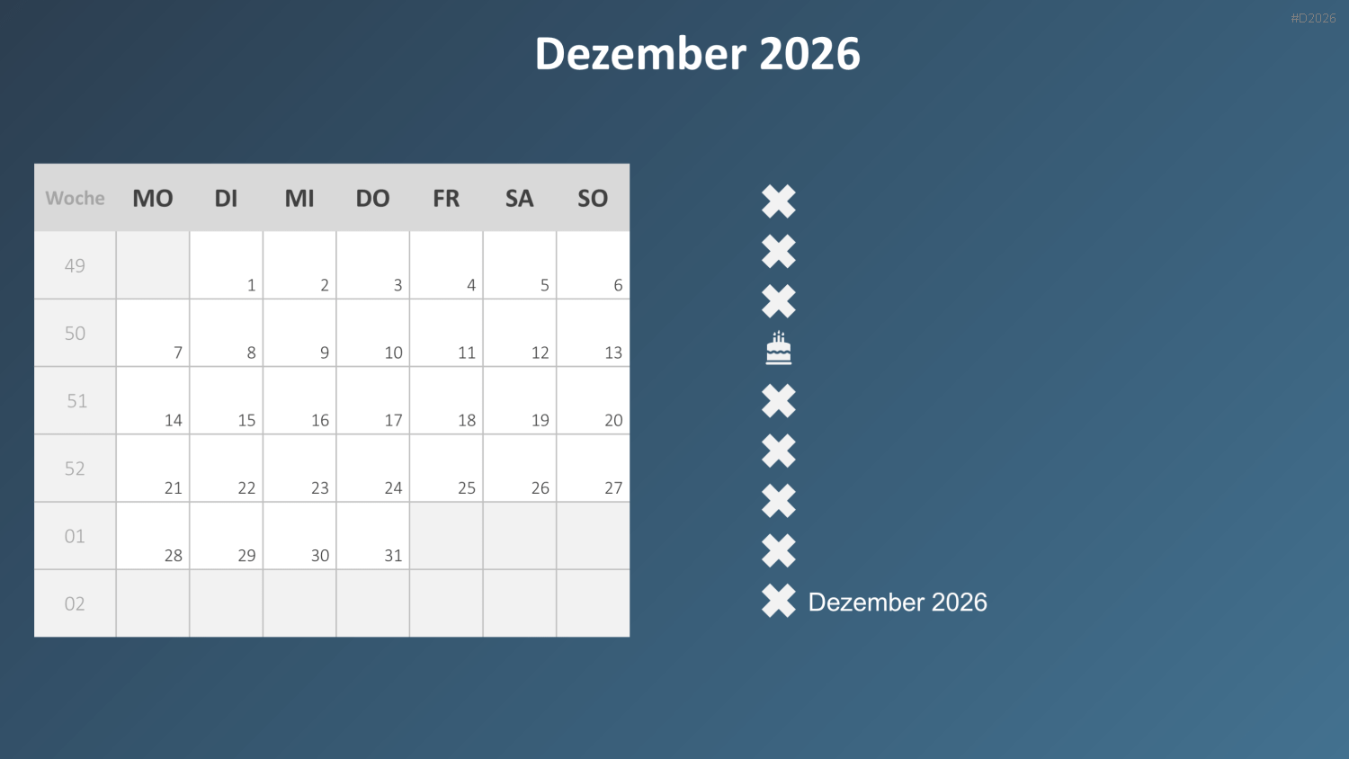 Kalender 2026 PowerPoint-Vorlage