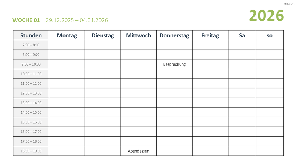 Kalender 2026 PowerPoint-Vorlage