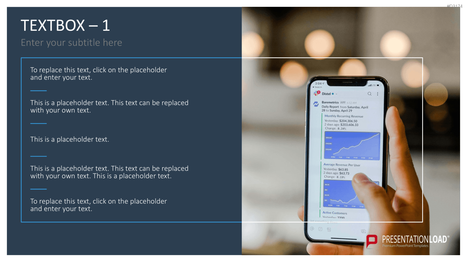 Smartphone mit PowerPoint-Präsentation, Hand