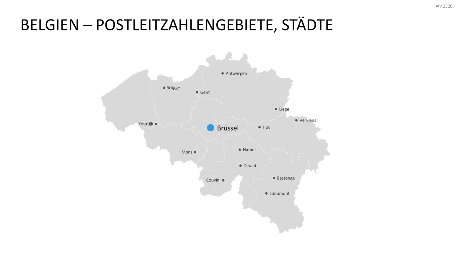 Belgien - PLZ (2-stellig) PowerPoint-Vorlage