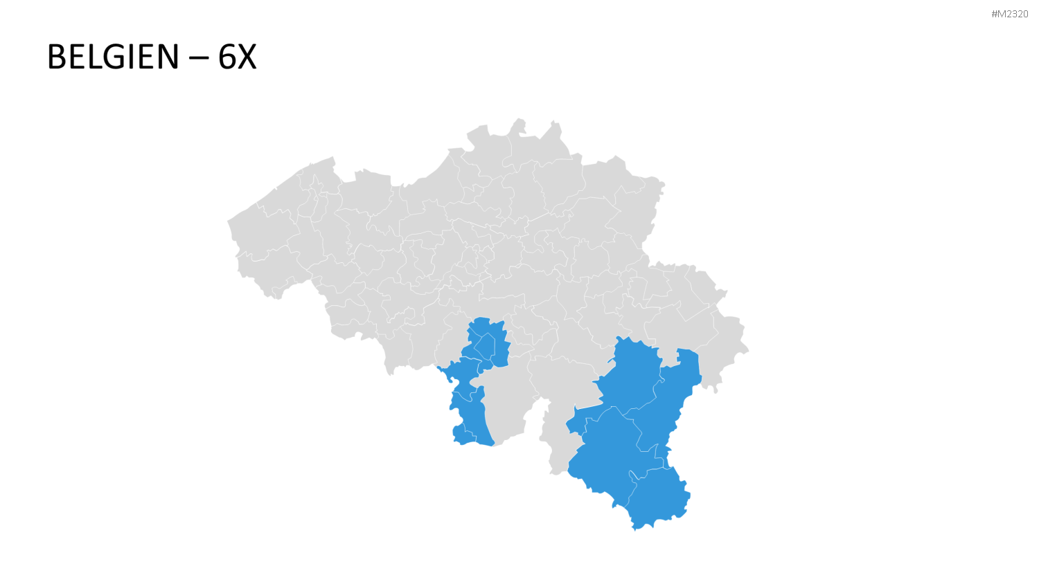 Belgien - PLZ (2-stellig) PowerPoint-Vorlage