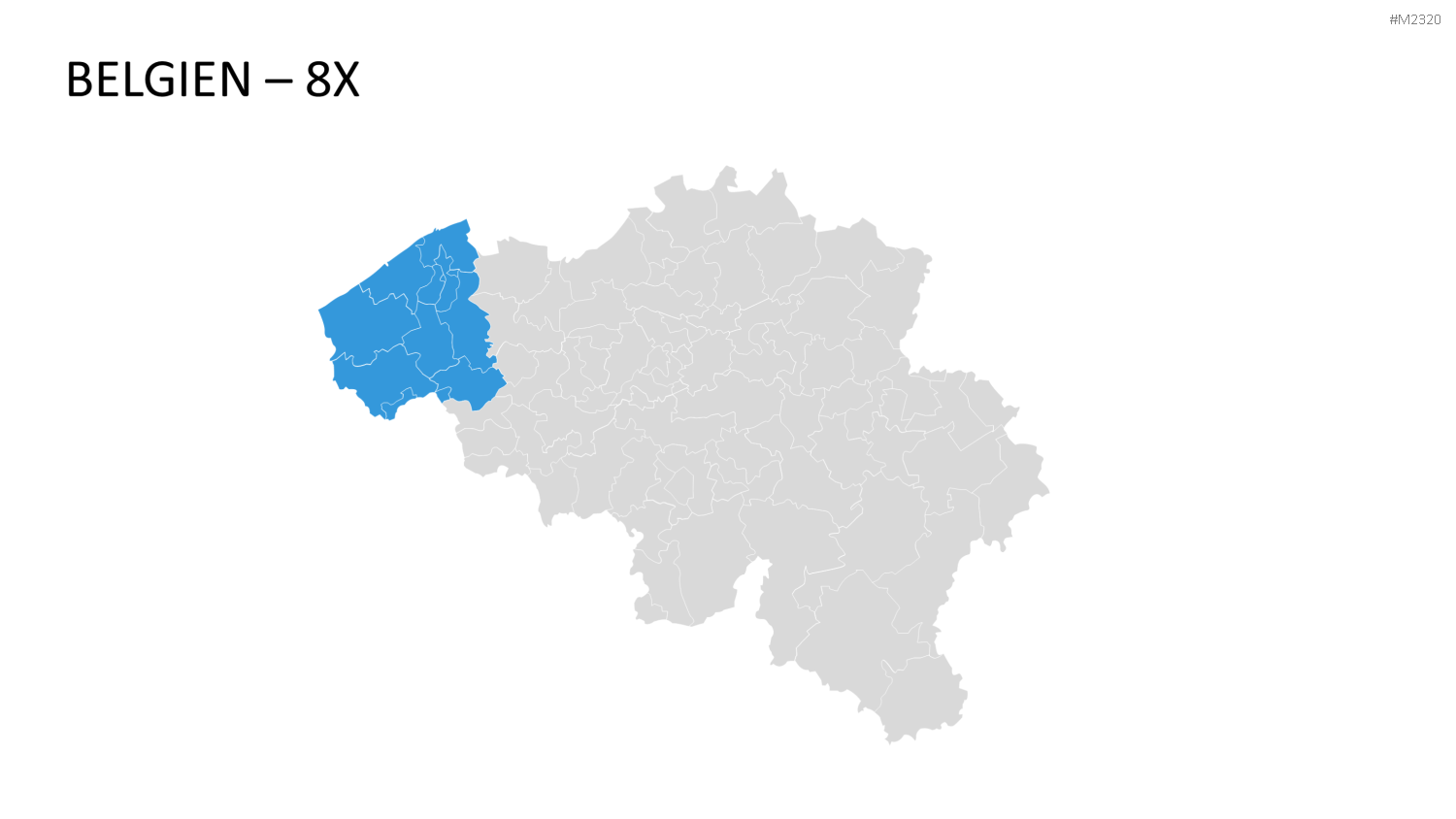 Belgien - PLZ (2-stellig) PowerPoint-Vorlage