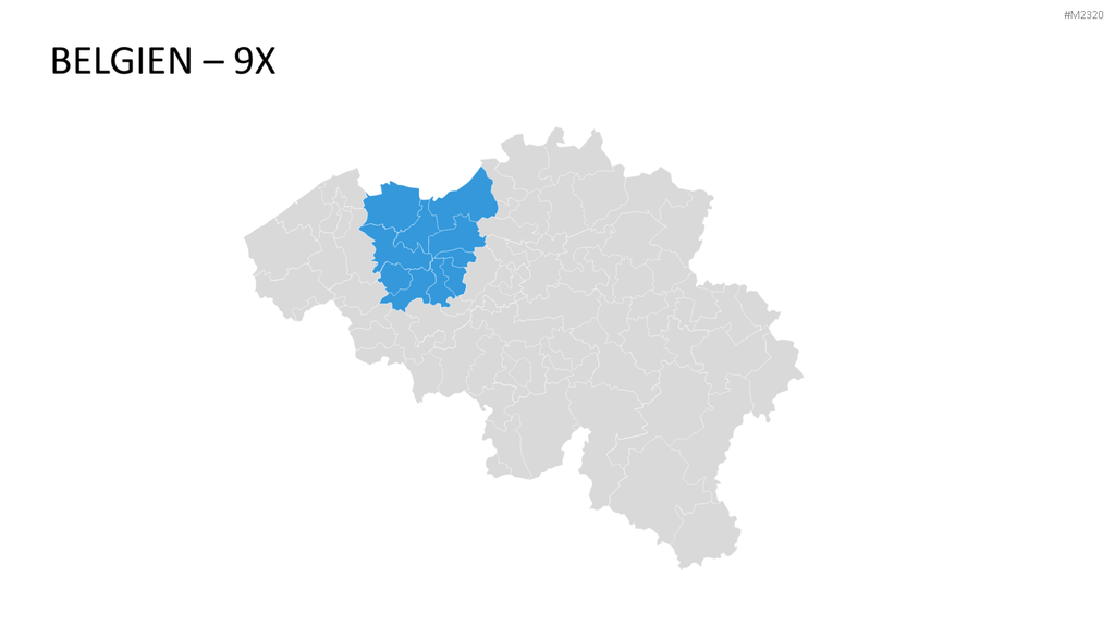 Belgien - PLZ (2-stellig) PowerPoint-Vorlage