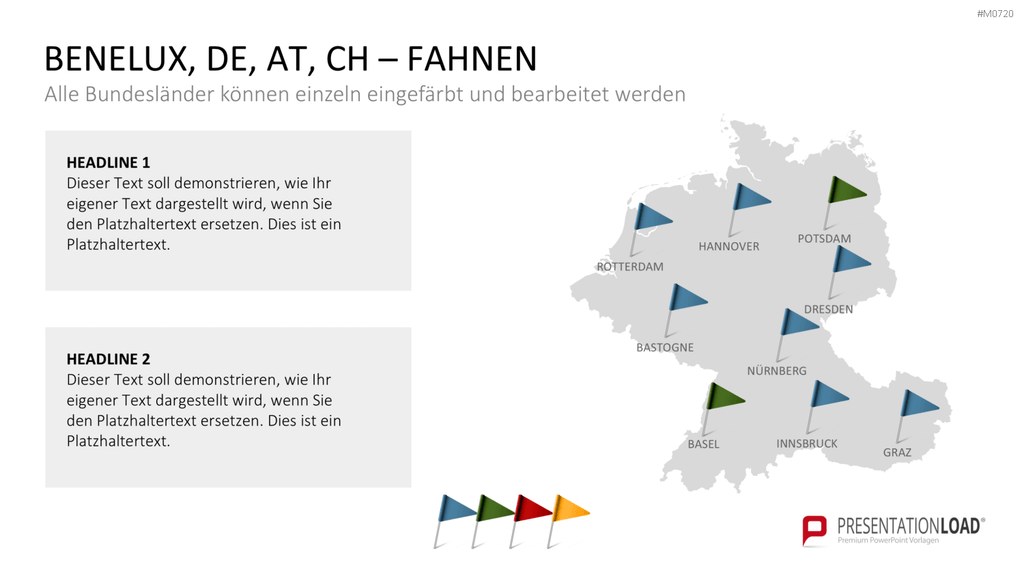 Benelux, Deutschland, Österreich, Schweiz PowerPoint-Vorlage