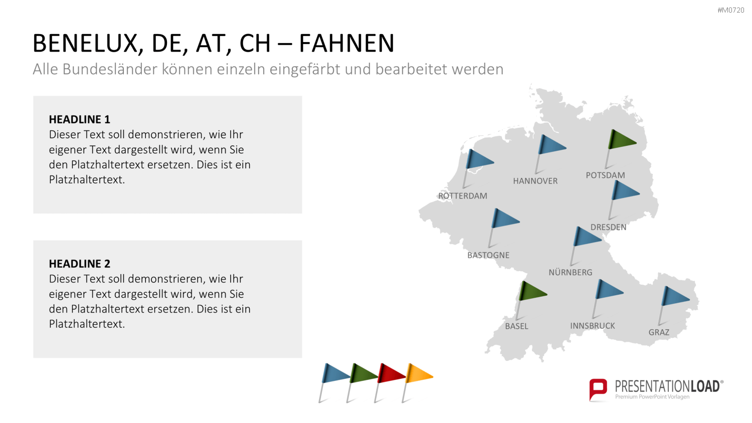 Benelux, Deutschland, Österreich, Schweiz PowerPoint-Vorlage