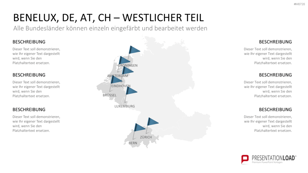 Benelux, Deutschland, Österreich, Schweiz PowerPoint-Vorlage