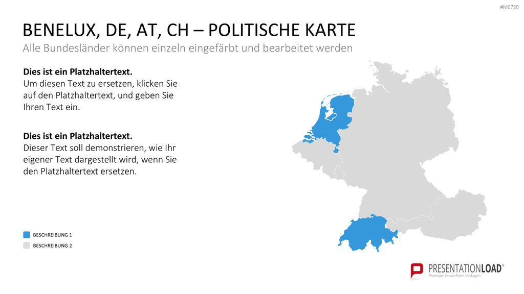 Benelux, Deutschland, Österreich, Schweiz PowerPoint-Vorlage