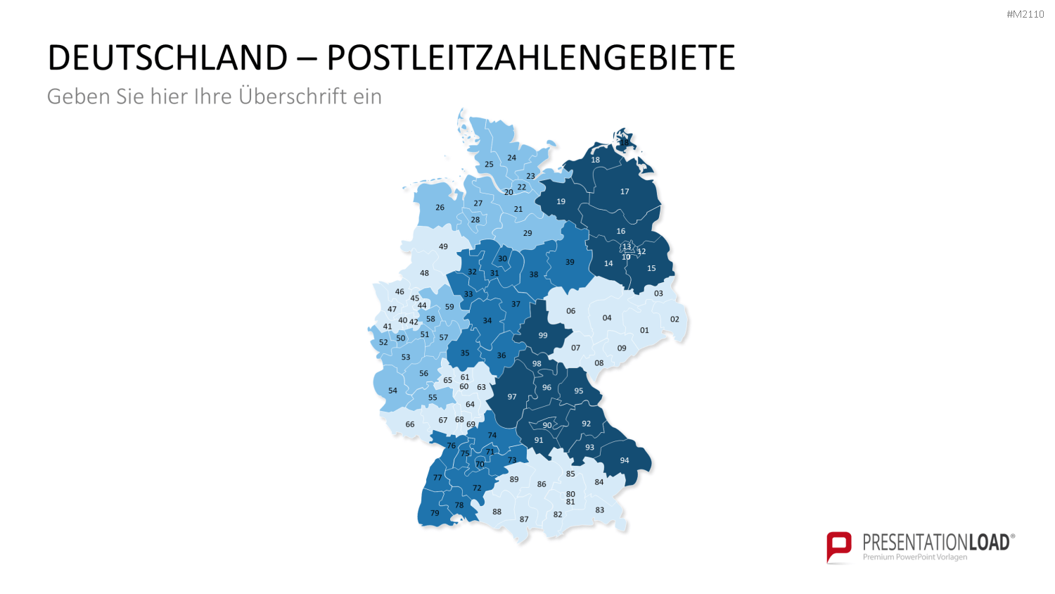 Deutschland - PLZ (2-stellig) PowerPoint-Vorlage