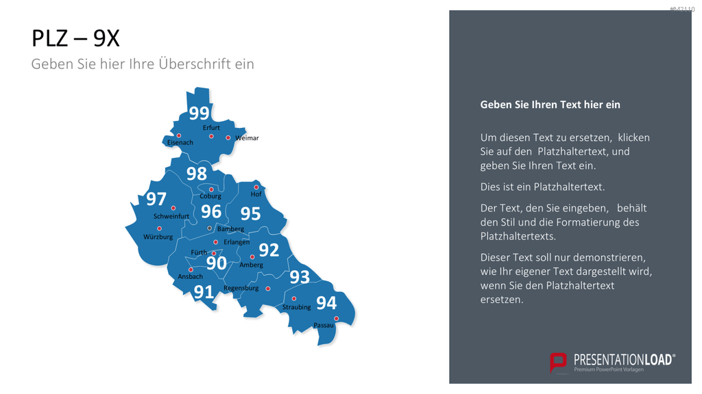 Deutschland - PLZ (2-stellig) PowerPoint-Vorlage