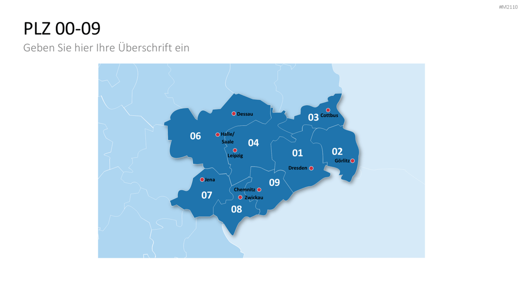 Deutschland - PLZ (2-stellig) PowerPoint-Vorlage