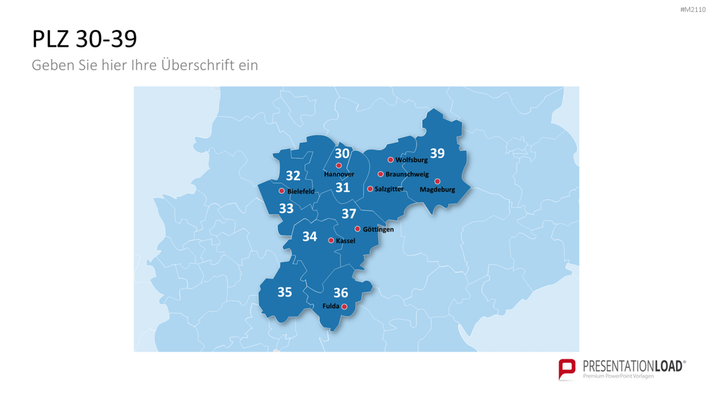 Deutschland - PLZ (2-stellig) PowerPoint-Vorlage