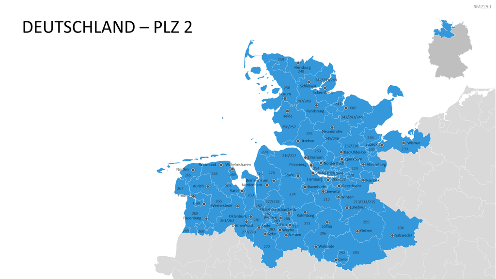 Deutschland - PLZ (3-stellig) PowerPoint-Vorlage