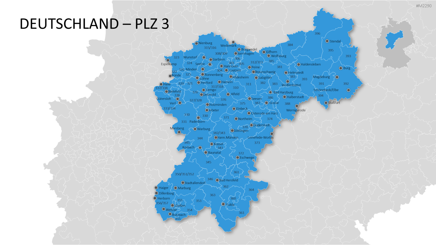 Deutschland - PLZ (3-stellig) PowerPoint-Vorlage