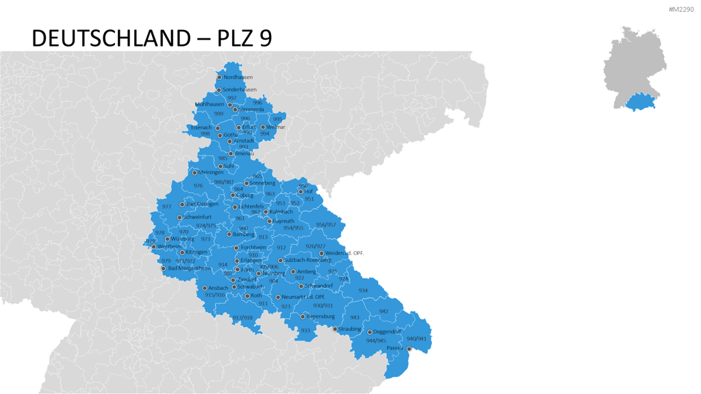 Deutschland - PLZ (3-stellig) PowerPoint-Vorlage