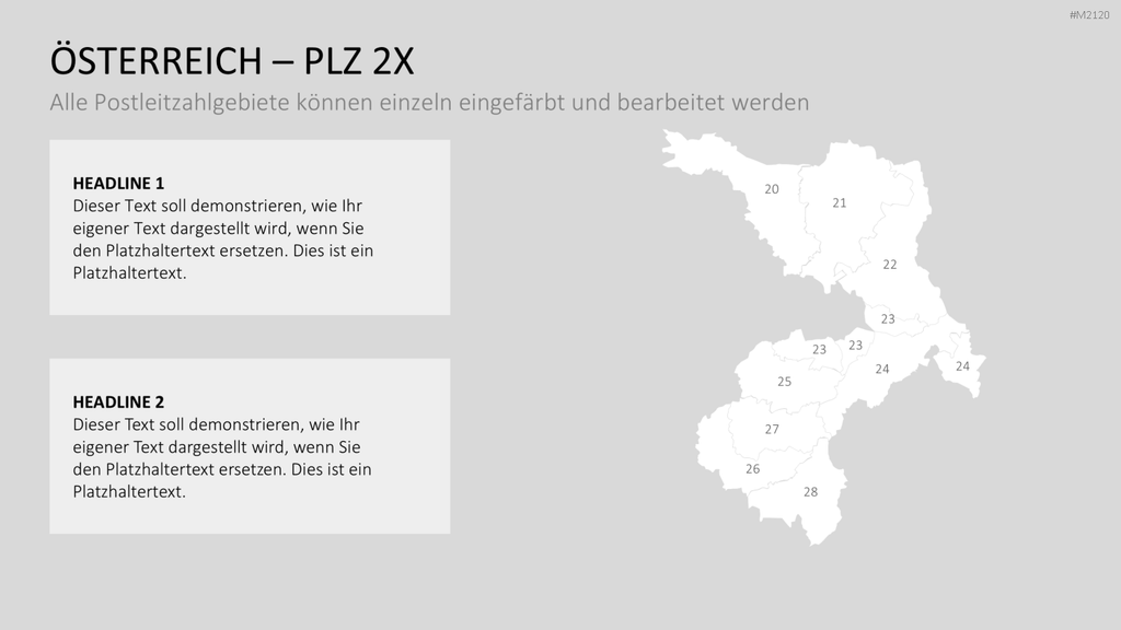 Österreich - PLZ (2-stellig) PowerPoint-Vorlage