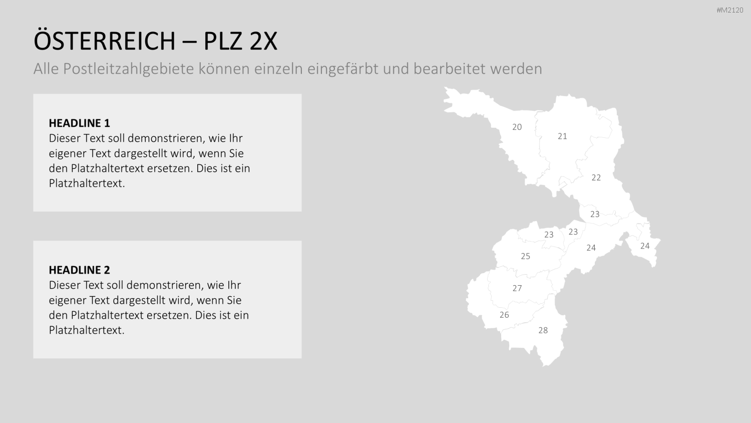 Österreich - PLZ (2-stellig) PowerPoint-Vorlage
