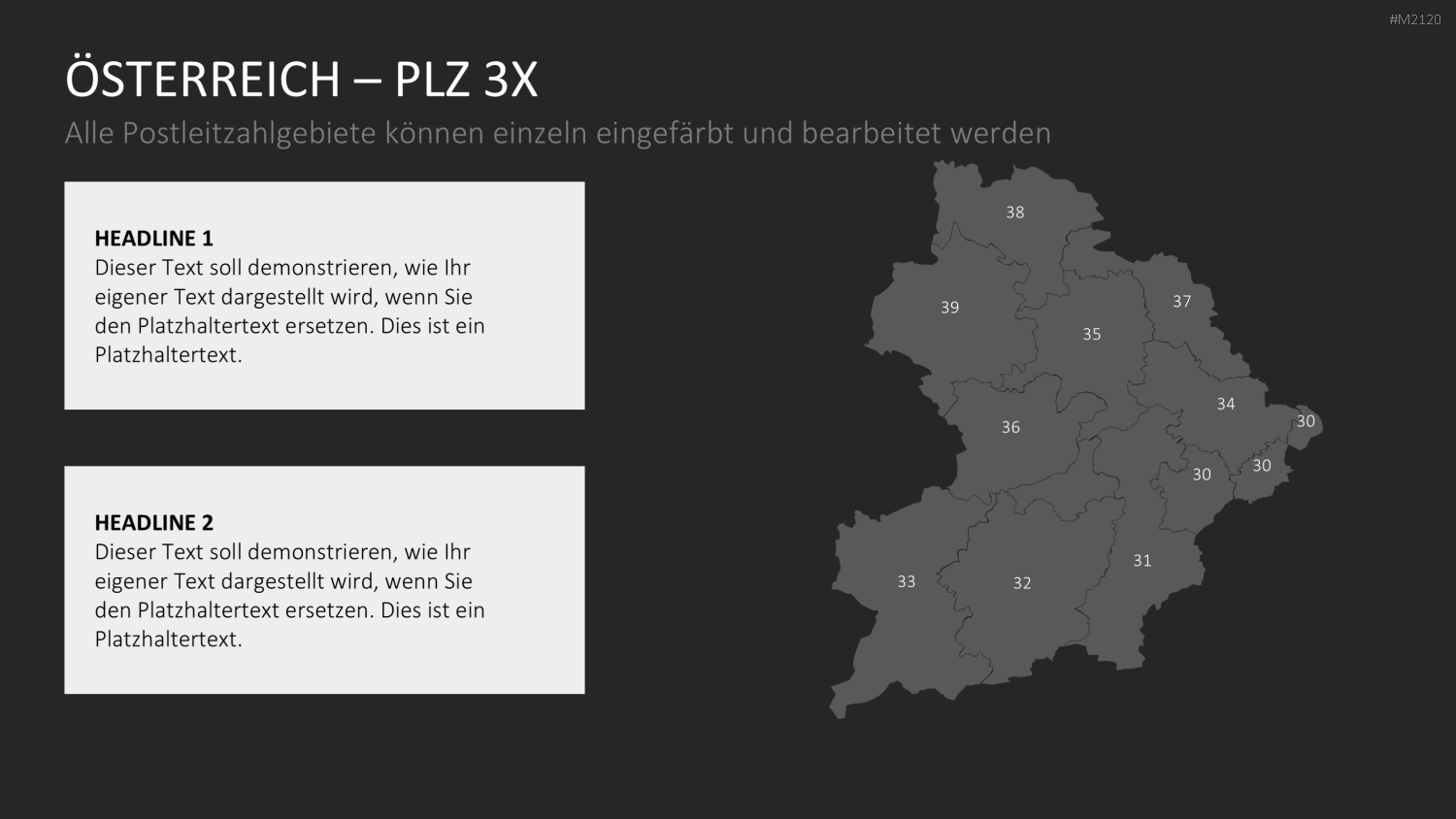 Österreich - PLZ (2-stellig) PowerPoint-Vorlage
