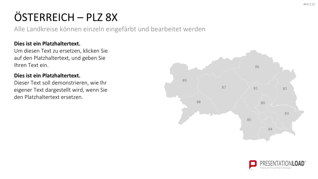 Österreich - PLZ (2-stellig) PowerPoint-Vorlage