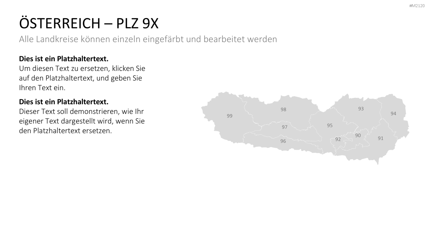 Österreich - PLZ (2-stellig) PowerPoint-Vorlage