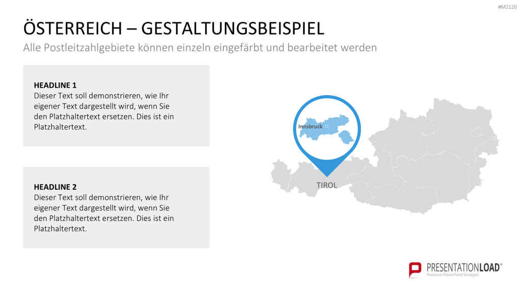 Österreich - PLZ (2-stellig) PowerPoint-Vorlage
