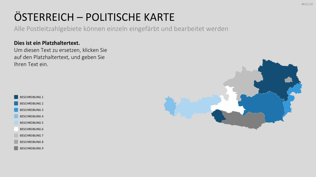 Österreich - PLZ (2-stellig) PowerPoint-Vorlage