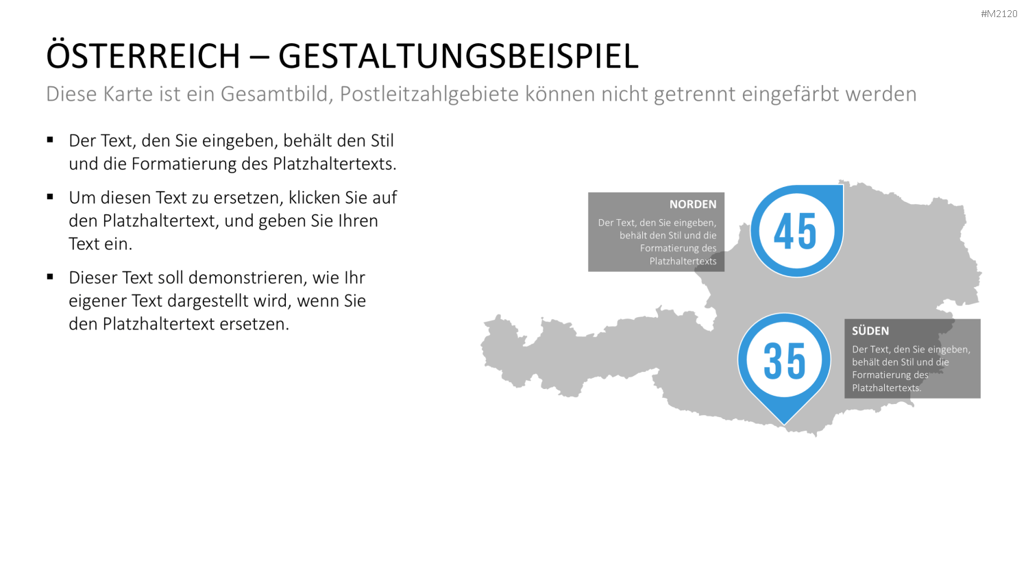 Österreich - PLZ (2-stellig) PowerPoint-Vorlage