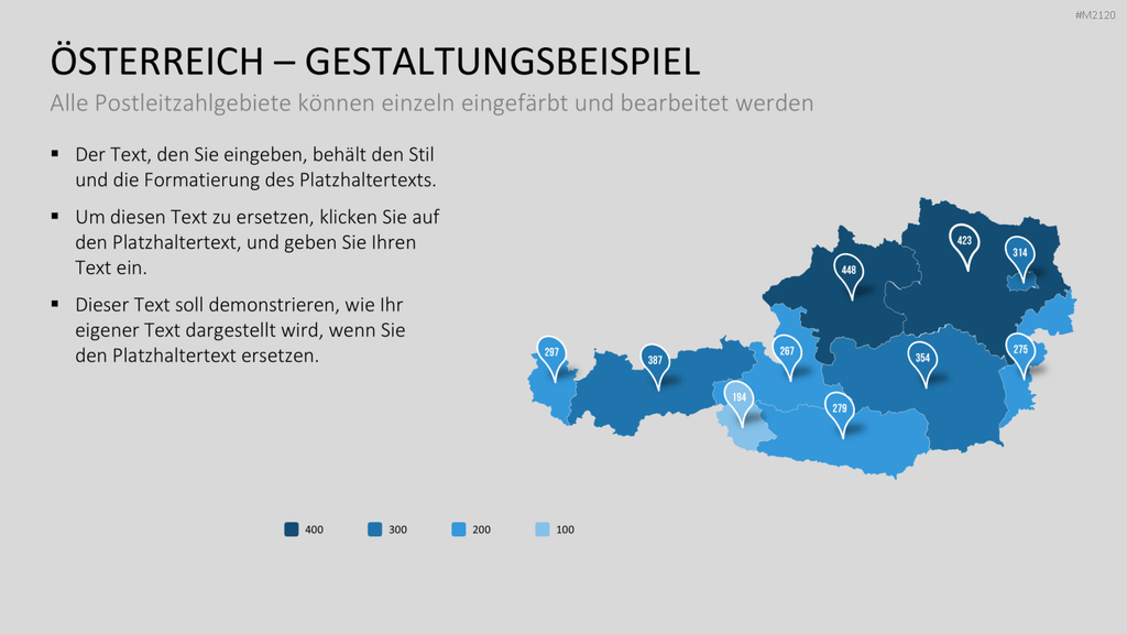 Österreich - PLZ (2-stellig) PowerPoint-Vorlage
