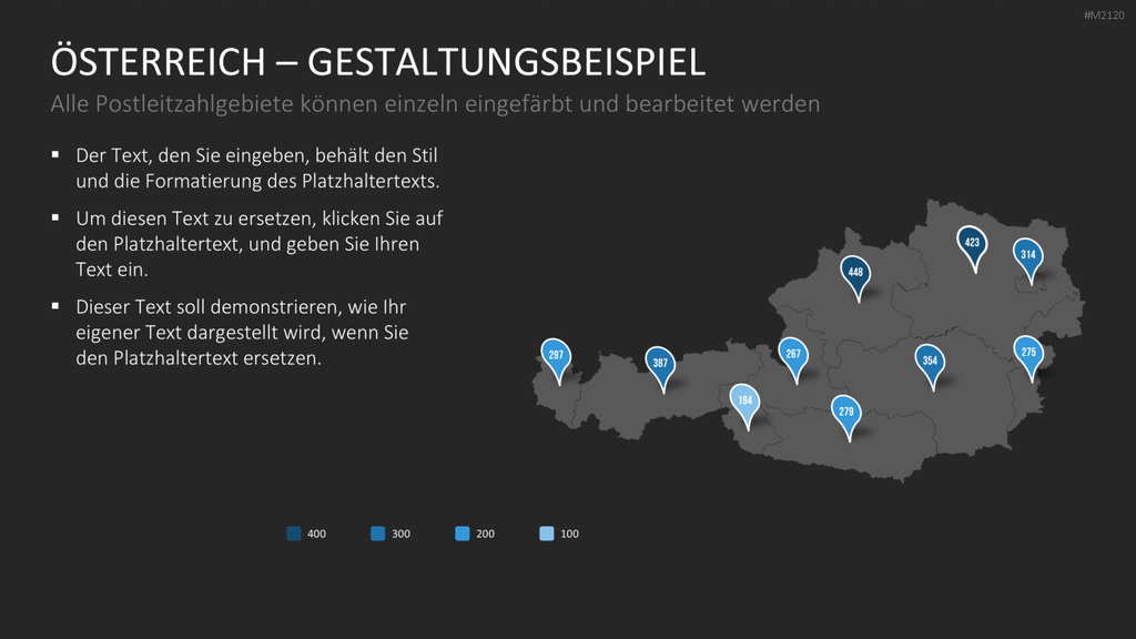 Österreich - PLZ (2-stellig) PowerPoint-Vorlage