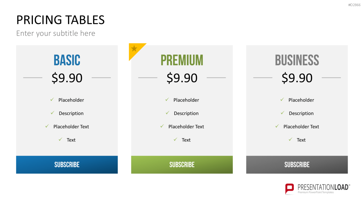 Pricing-Tables PowerPoint-Vorlage