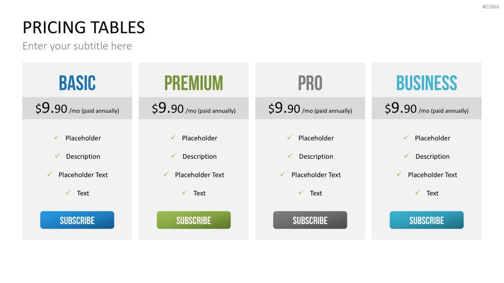Pricing-Tables PowerPoint-Vorlage