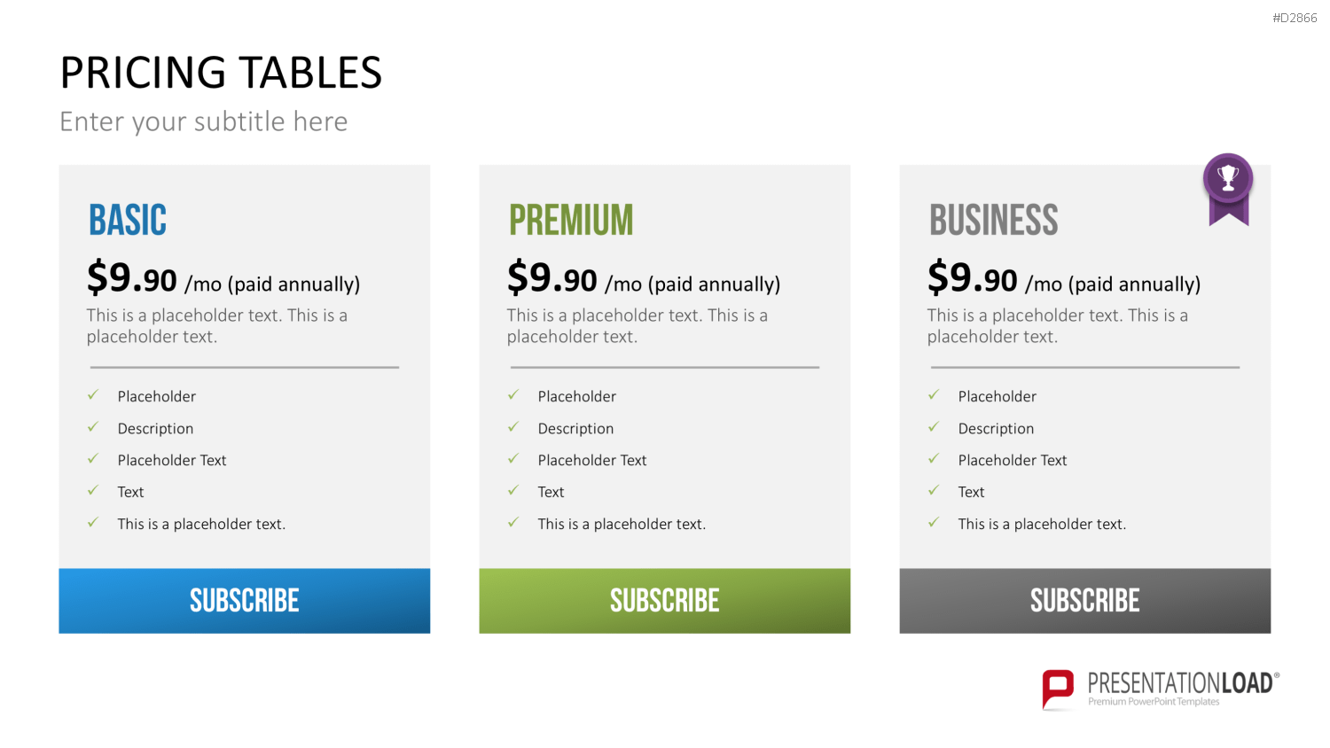 Pricing-Tables PowerPoint-Vorlage