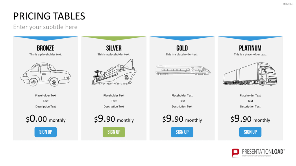 Pricing-Tables PowerPoint-Vorlage