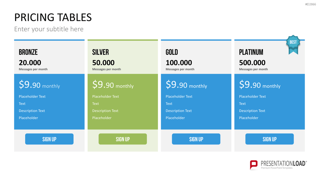 Pricing-Tables PowerPoint-Vorlage