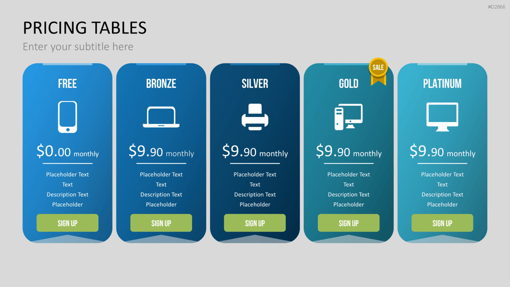 Pricing-Tables PowerPoint-Vorlage