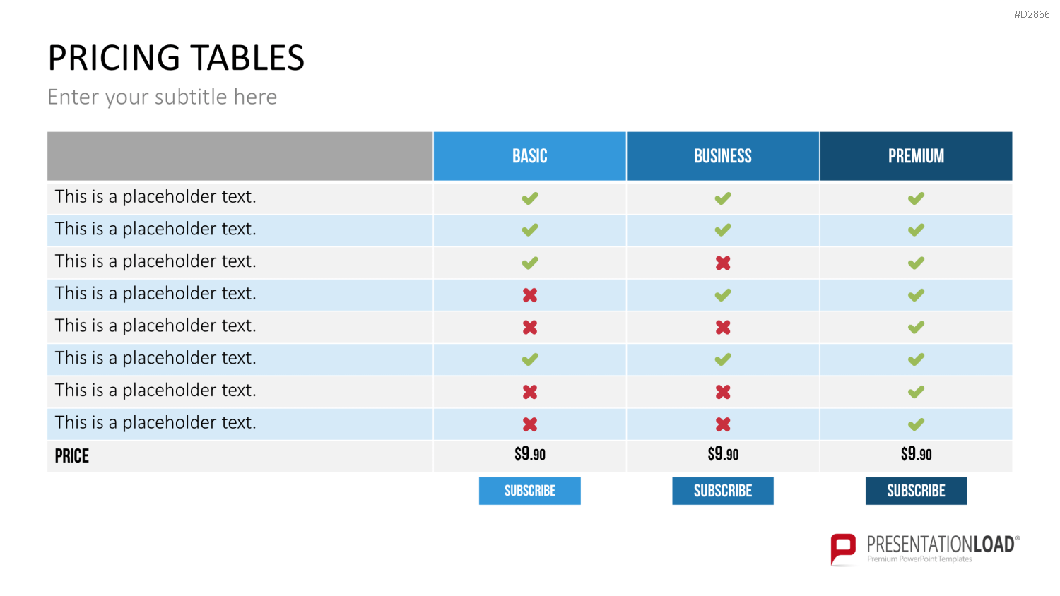 Pricing-Tables PowerPoint-Vorlage