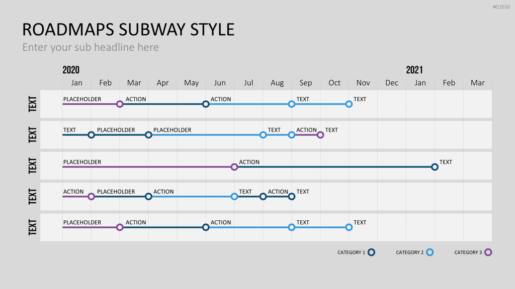 Roadmaps Subway Style PowerPoint-Vorlage