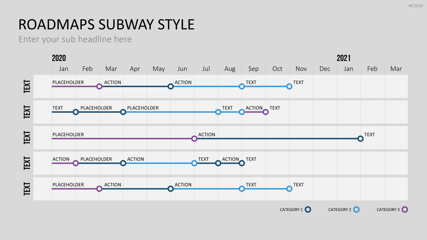 Roadmaps Subway Style PowerPoint-Vorlage
