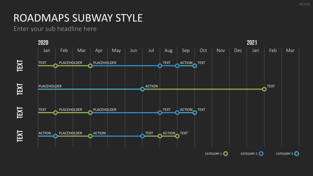 Roadmaps Subway Style PowerPoint-Vorlage