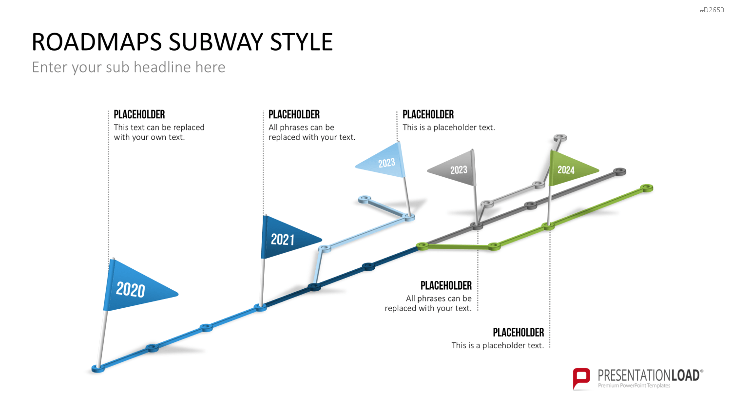 Roadmaps Subway Style PowerPoint-Vorlage