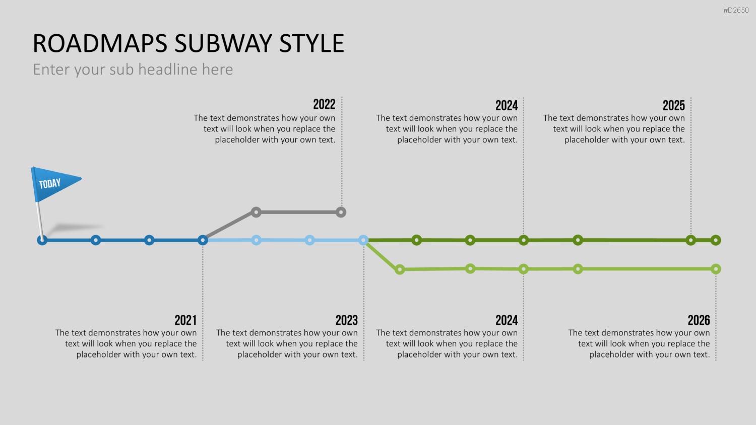 Roadmaps Subway Style PowerPoint-Vorlage