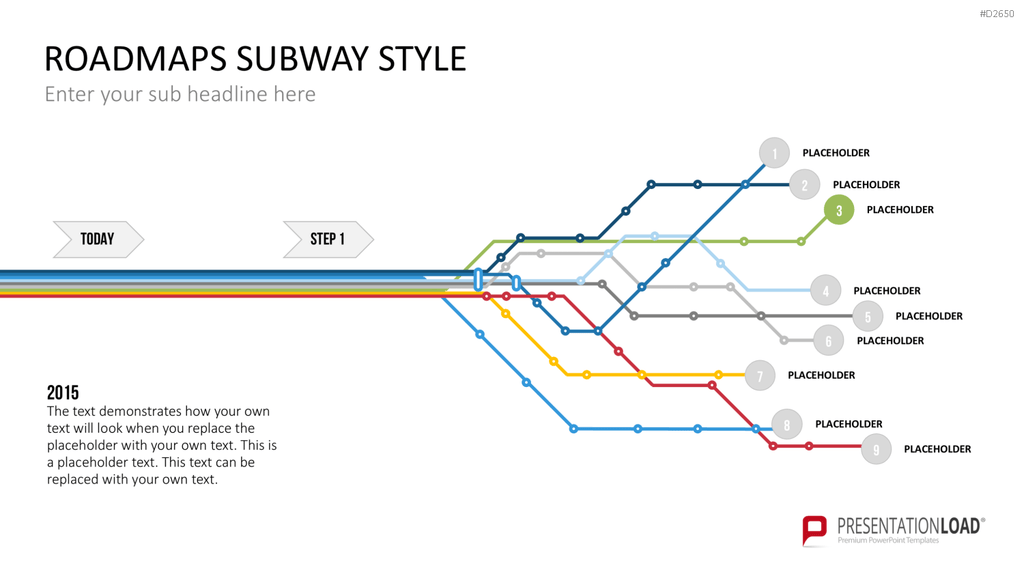 Roadmaps Subway Style PowerPoint-Vorlage