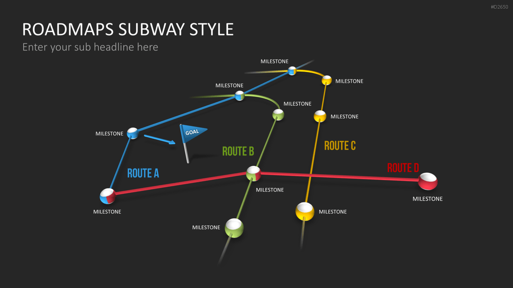 Roadmaps Subway Style PowerPoint-Vorlage