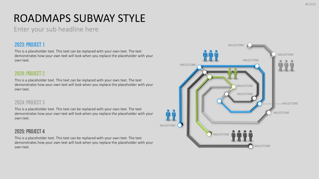 Roadmaps Subway Style PowerPoint-Vorlage