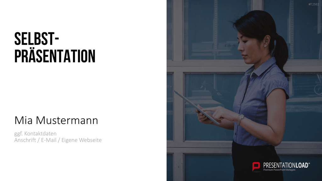 Selbstpräsentation - Geschäftsfrau PowerPoint-Vorlage