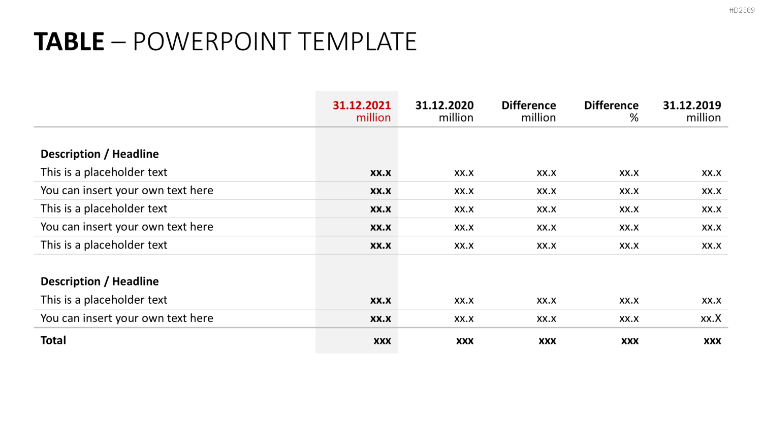 Tabellen PowerPoint-Vorlage