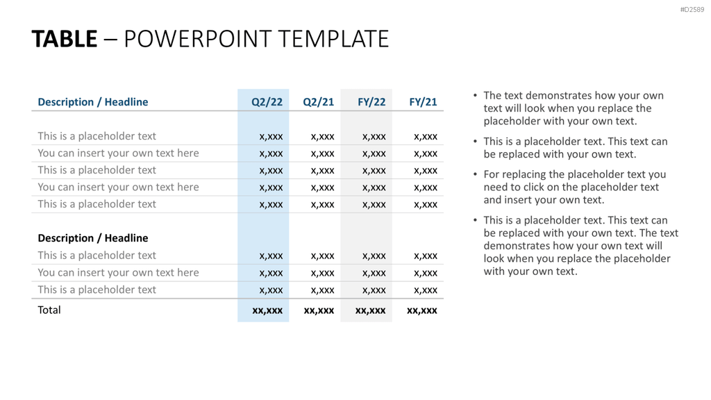 Tabellen PowerPoint-Vorlage
