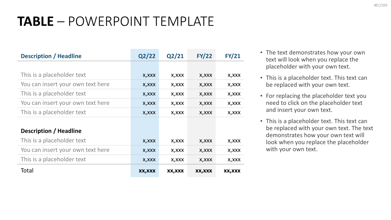 Tabellen PowerPoint-Vorlage